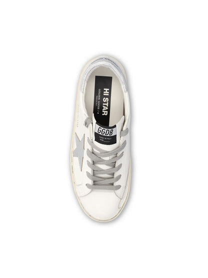 Golden Goose Hi Star sneakers in white and silver leather — side profile | La Parisienne Qatar