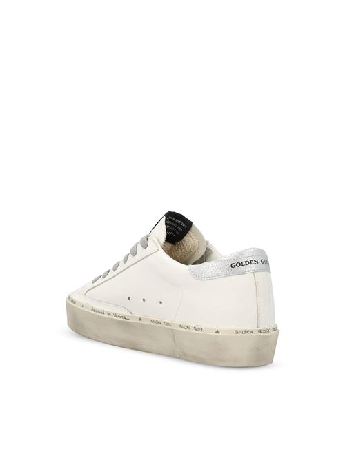 Golden Goose Hi Star sneakers in white and silver leather — detail view | La Parisienne Qatar