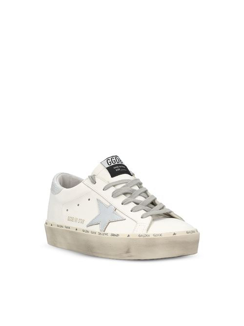 Golden Goose Hi Star sneakers in white and silver leather — rear view | La Parisienne Qatar