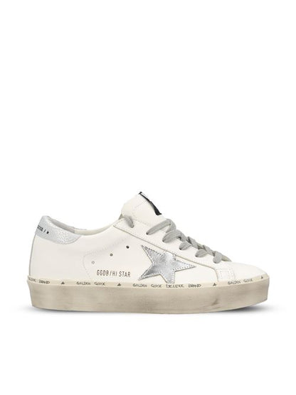 Golden Goose Hi Star sneakers in white and silver leather — front view | La Parisienne Qatar