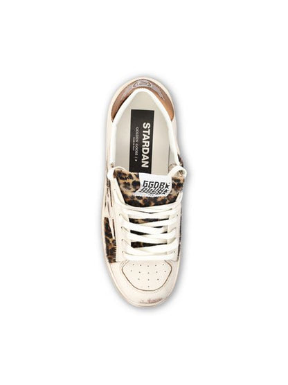 Golden Goose Stardan sneakers in white leather with leopard pony — side profile | La Parisienne Qatar