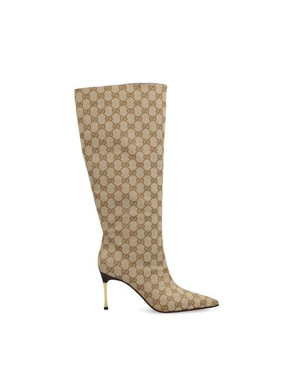 Gucci Bombshell GG canvas knee-high boot — front view | La Parisienne Qatar
