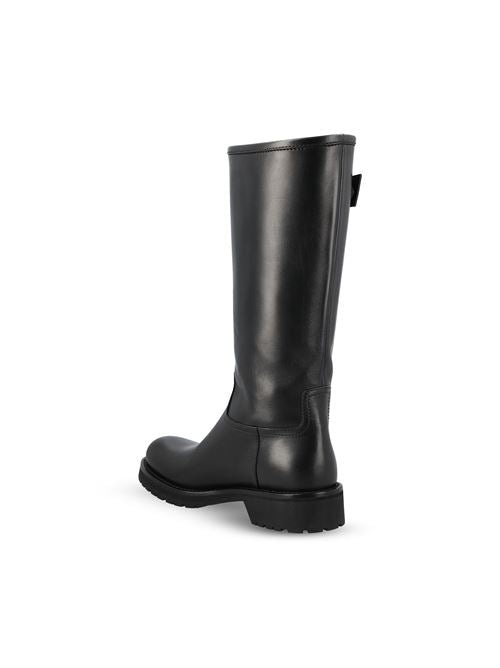 Gucci Web biker boots in black leather — detail view | La Parisienne Qatar