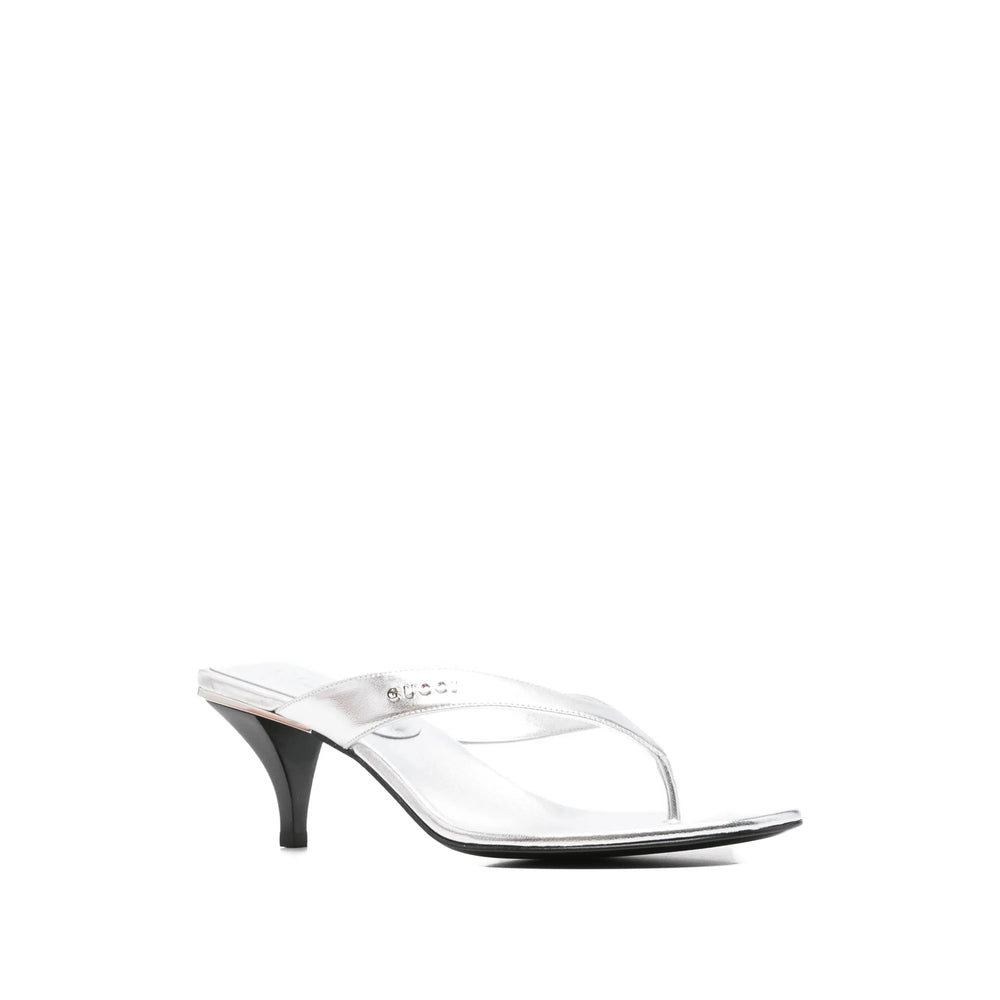 Gucci boots in silver calf leather — front view | La Parisienne Qatar
