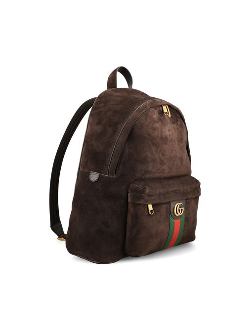 Gucci Ophidia brown suede medium backpack — detail view | La Parisienne Qatar