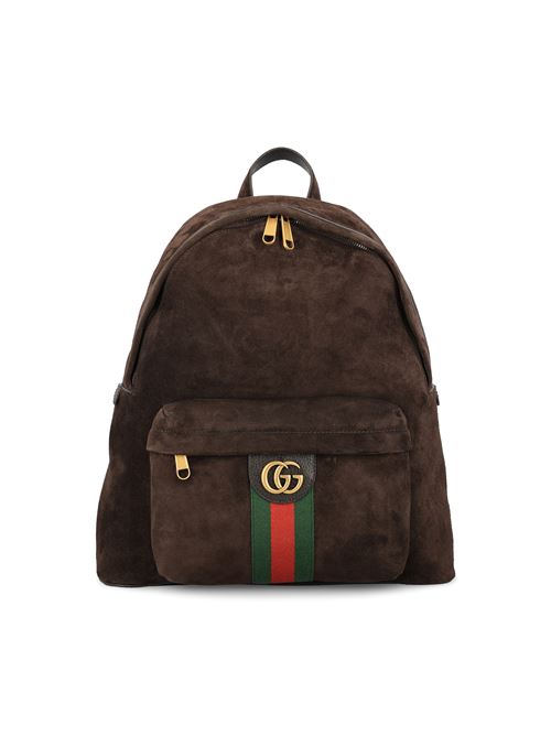 Gucci Ophidia brown suede medium backpack — front view | La Parisienne Qatar
