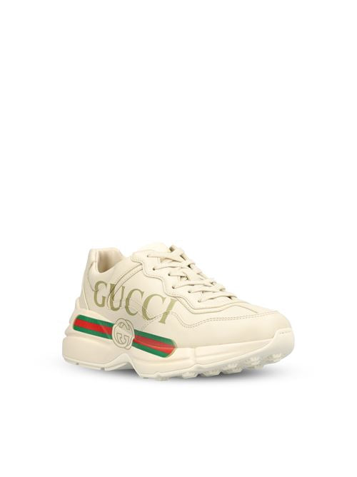 Gucci Rhyton sneakers in ivory leather — rear view | La Parisienne Qatar