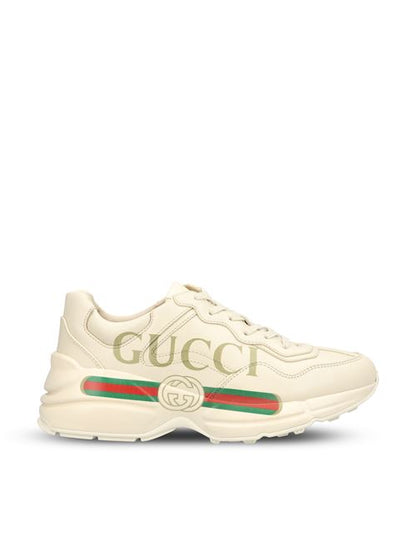 Gucci Rhyton sneakers in ivory leather — front view | La Parisienne Qatar