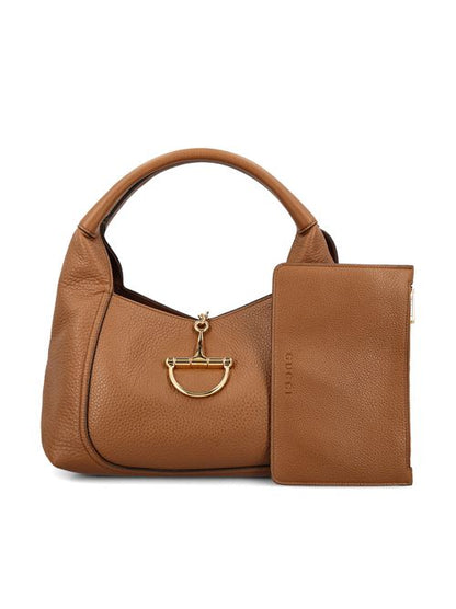 Gucci Softbit brown calfskin shoulder bag — front view | La Parisienne Qatar