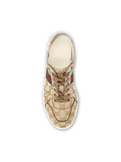 Gucci Stretch low-top sneakers in sand GG canvas — side profile | La Parisienne Qatar