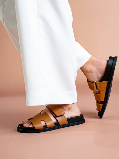 Hermès Chypre natural techno-calfskin sandal — styling view | La Parisienne Qatar