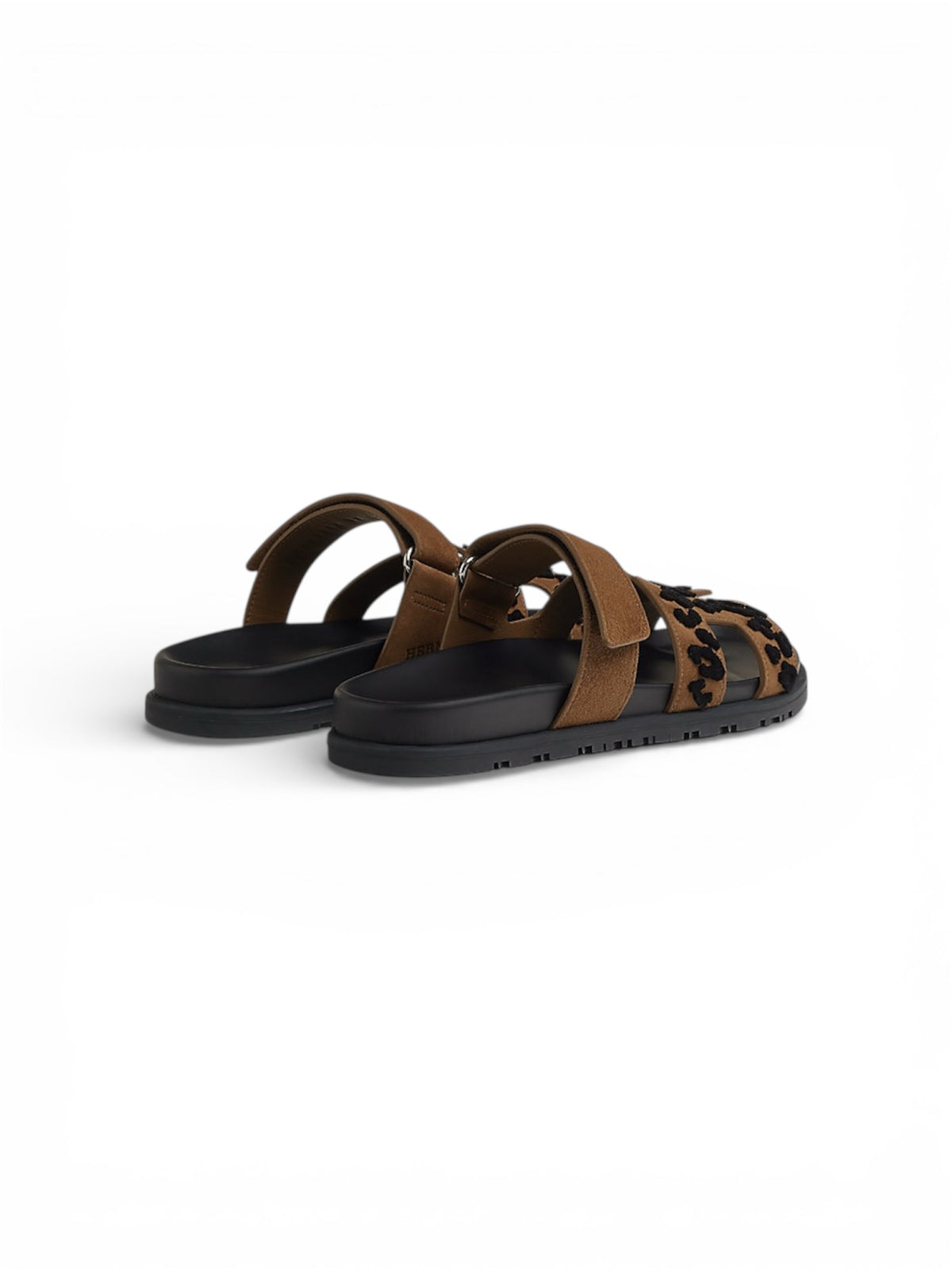 Hermès Chypre smoked brown and black calfskin sandal — styling view | La Parisienne Qatar