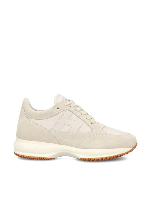 Hogan Interactive sneakers in beige suede — front view | La Parisienne Qatar