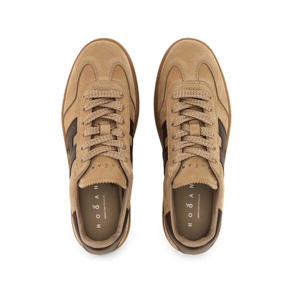 Hogan suede and leather sneakers in neutral — detail view | La Parisienne Qatar