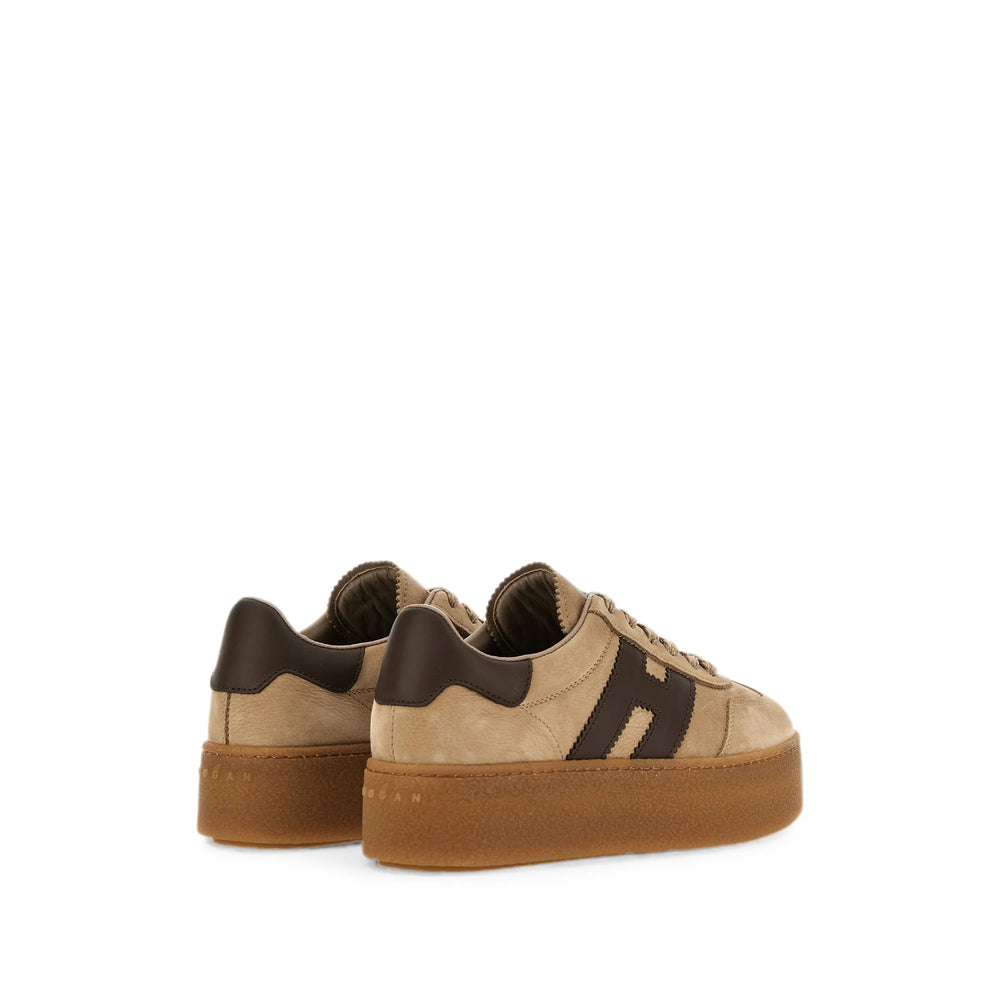 Hogan suede and leather sneakers in neutral — alternate angle | La Parisienne Qatar