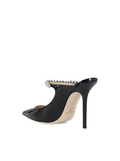 Jimmy Choo Bing 100 black patent crystal mule — side profile | La Parisienne Qatar
