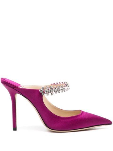 Jimmy Choo Bing 100mm crystal mules in pink — front view | La Parisienne Qatar