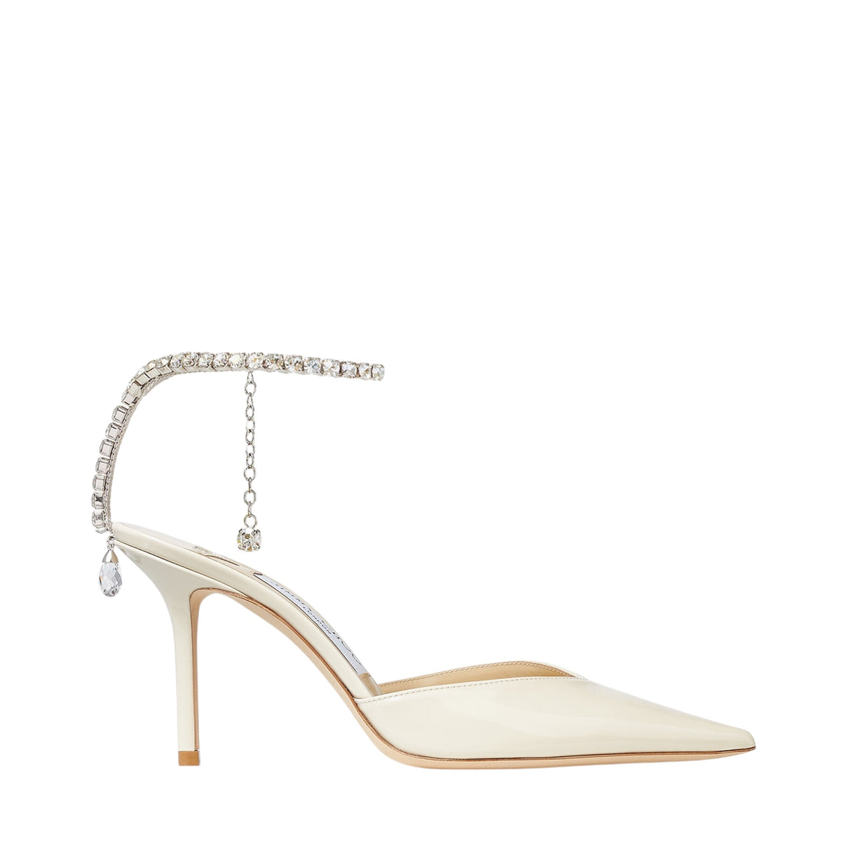 Jimmy Choo Bing 85 pumps in beige patent leather — front view | La Parisienne Qatar