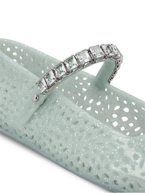 Jimmy Choo Jelly ballet flats in light green TPU — side profile | La Parisienne Qatar