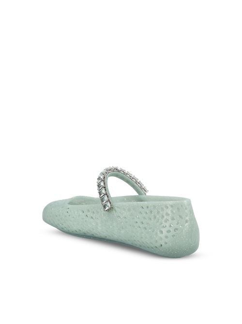 Jimmy Choo Jelly ballet flats in light green TPU — detail view | La Parisienne Qatar