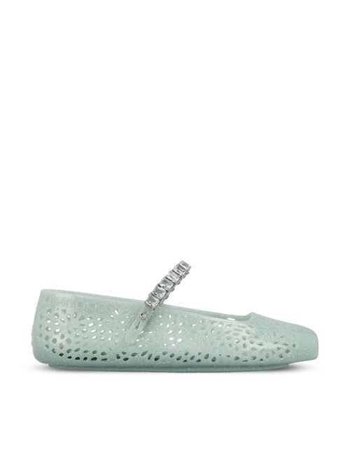 Jimmy Choo Jelly ballet flats in light green TPU — front view | La Parisienne Qatar