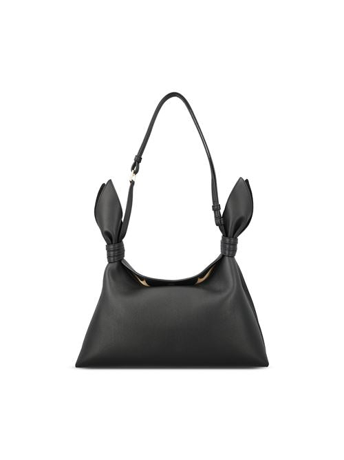 Loewe Flamenco Clutch in black nappa lambskin — side profile | La Parisienne Qatar