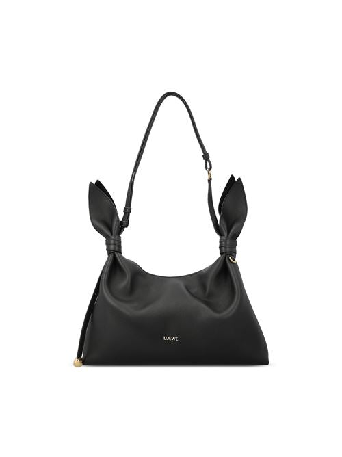 Loewe Flamenco Clutch in black nappa lambskin — front view | La Parisienne Qatar