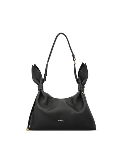 Loewe Flamenco Clutch in black nappa lambskin — front view | La Parisienne Qatar