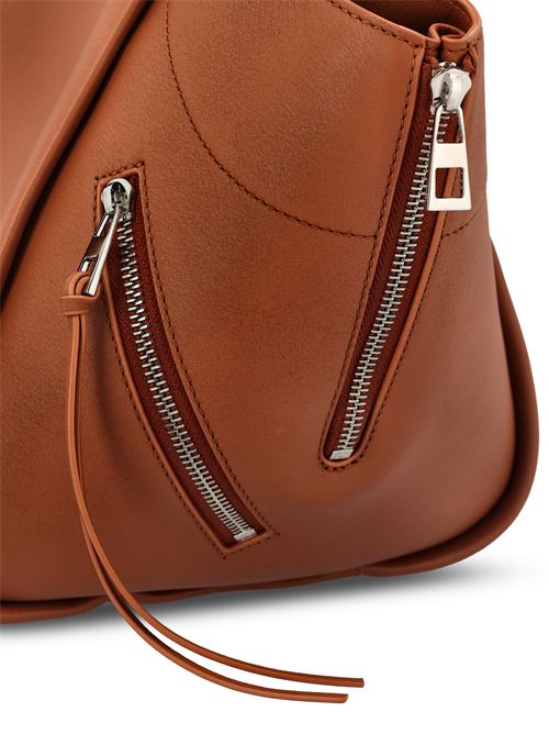 Loewe Hammock Flip bag in brown calfskin — side profile | La Parisienne Qatar