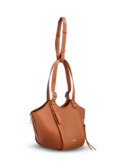Loewe Hammock Flip bag in brown calfskin — detail view | La Parisienne Qatar
