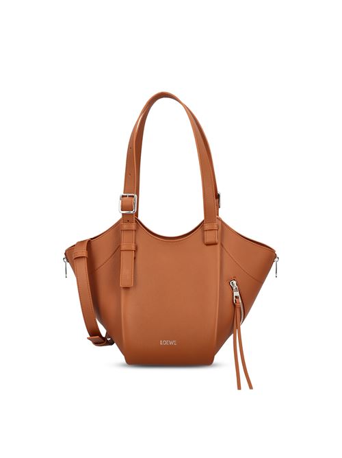 Loewe Hammock Flip bag in brown calfskin — front view | La Parisienne Qatar