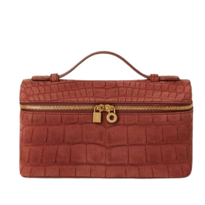 Loro Piana Pocket L19 bag in Deep Kummel nubuck alligator — side profile | La Parisienne Qatar