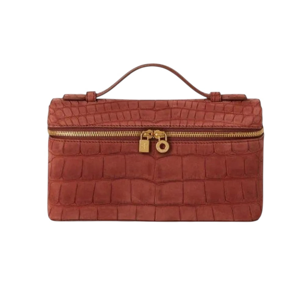 Loro Piana Pocket L19 bag in Deep Kummel nubuck alligator — detail view | La Parisienne Qatar
