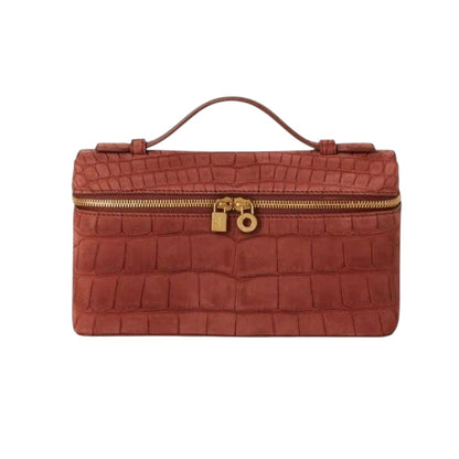 Loro Piana Pocket L19 bag in Deep Kummel nubuck alligator — detail view | La Parisienne Qatar