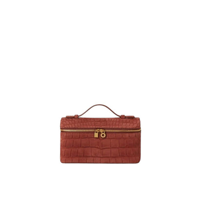 Loro Piana Pocket L19 bag in Deep Kummel nubuck alligator — rear view | La Parisienne Qatar
