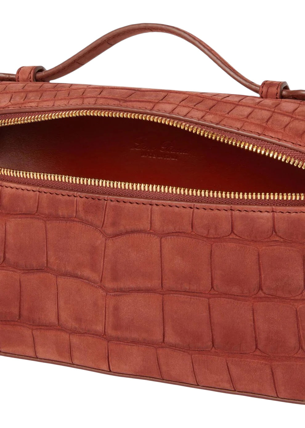 Loro Piana Pocket L19 bag in Deep Kummel nubuck alligator — alternate angle | La Parisienne Qatar