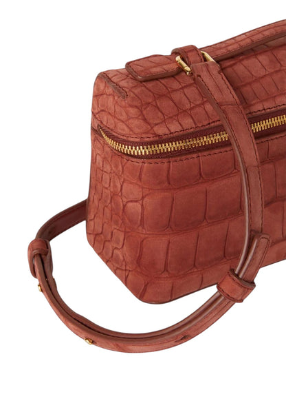 Loro Piana Pocket L19 bag in Deep Kummel nubuck alligator — interior view | La Parisienne Qatar