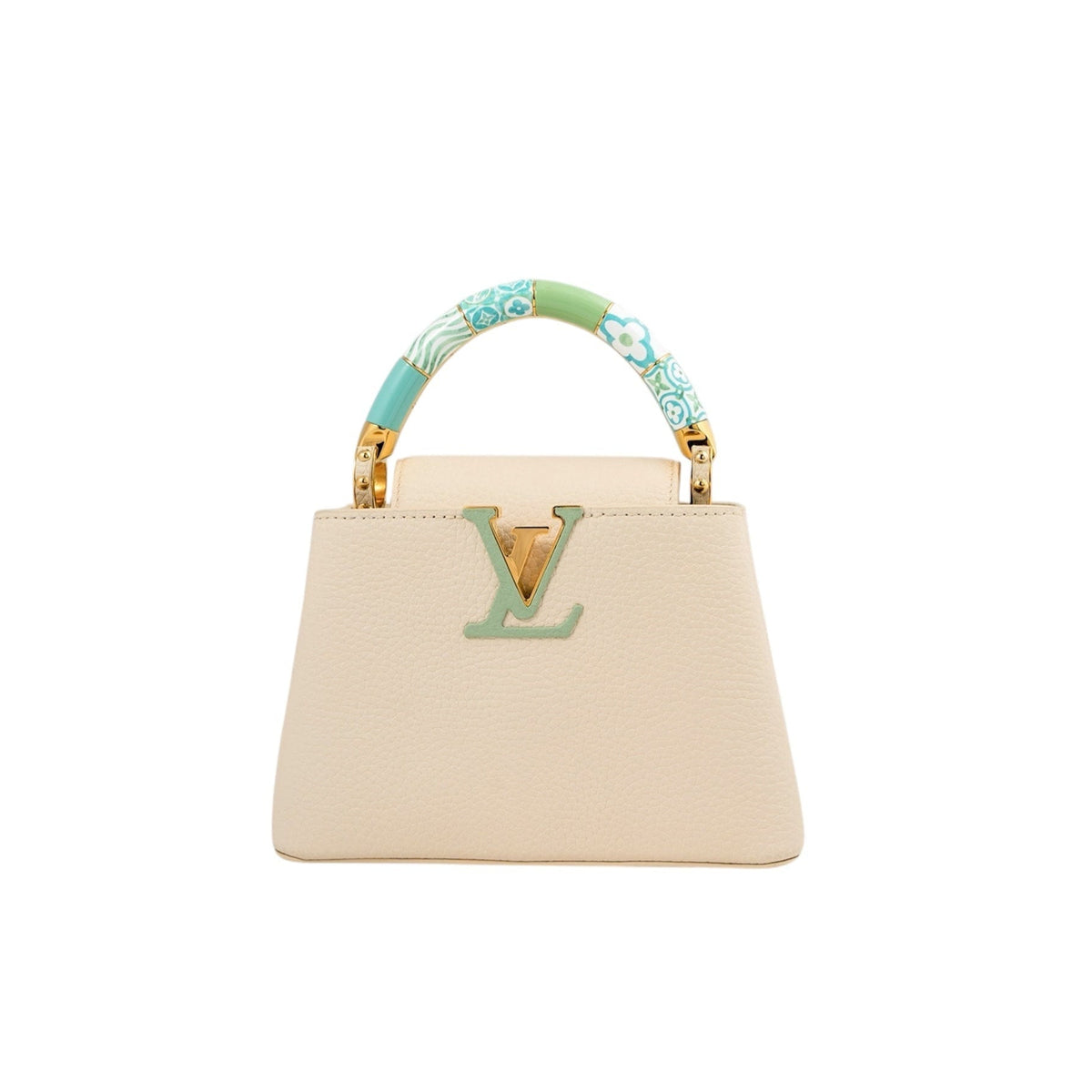 Louis Vuitton Capucines BB bag in cream Taurillon leather — side profile | La Parisienne Qatar