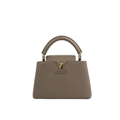 Louis Vuitton Capucines BB bag in étoupe — side profile | La Parisienne Qatar