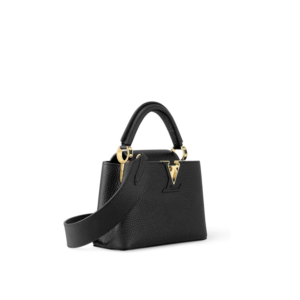 Louis Vuitton Capucines Mini bag in black — alternate angle | La Parisienne Qatar