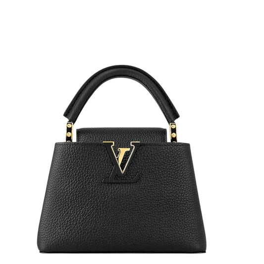 Louis Vuitton Capucines Mini bag in black — front view | La Parisienne Qatar