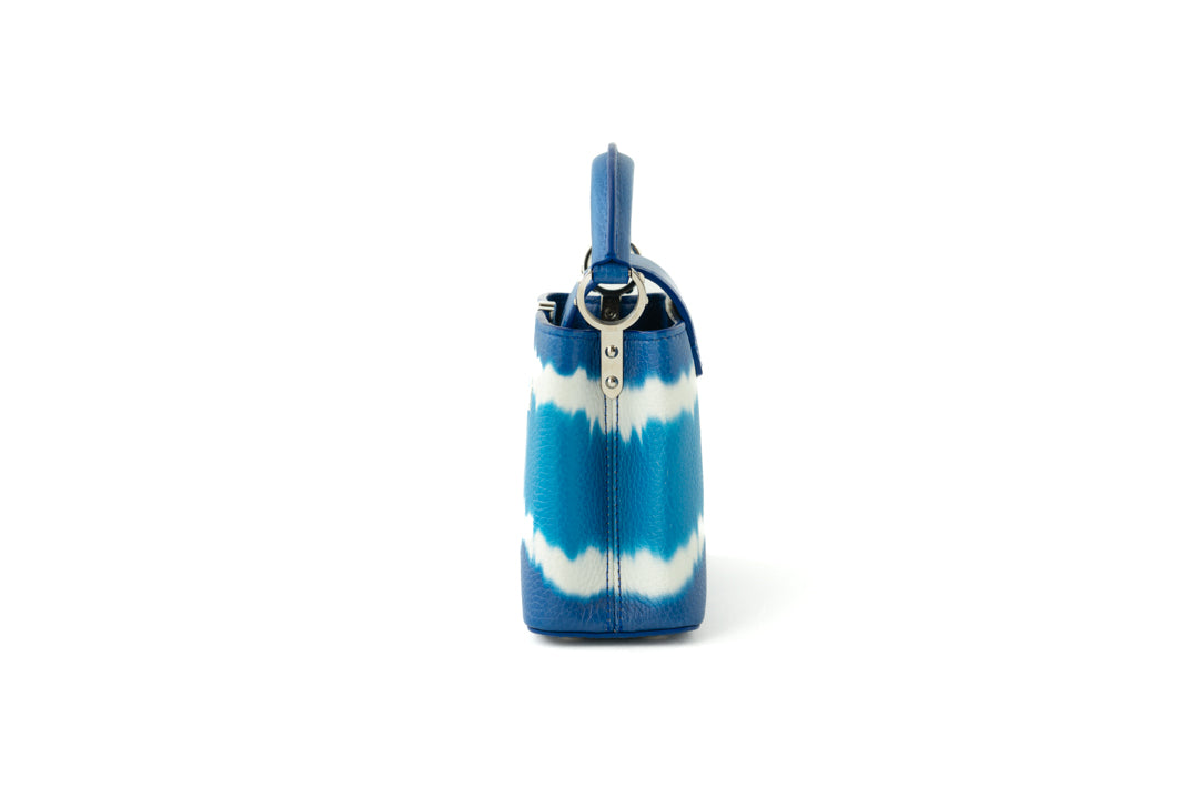 Louis Vuitton Capucines Mini Tie & Dye bag in blue and white — alternate angle | La Parisienne Qatar