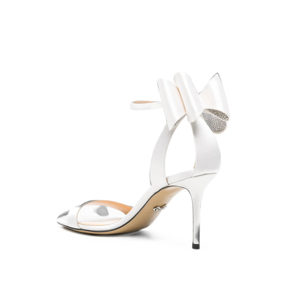 Mach & Mach evening pumps in white fabric — side profile | La Parisienne Qatar