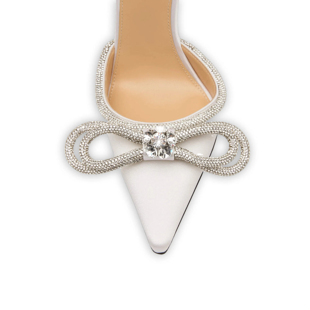 Mach & Mach pumps in white silk — side profile | La Parisienne Qatar