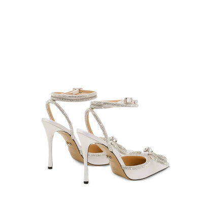 Mach & Mach pumps in white silk — detail view | La Parisienne Qatar