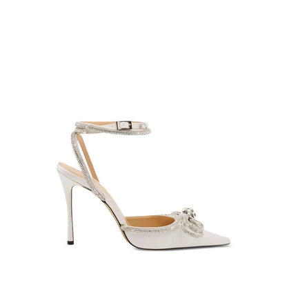 Mach & Mach pumps in white silk — front view | La Parisienne Qatar