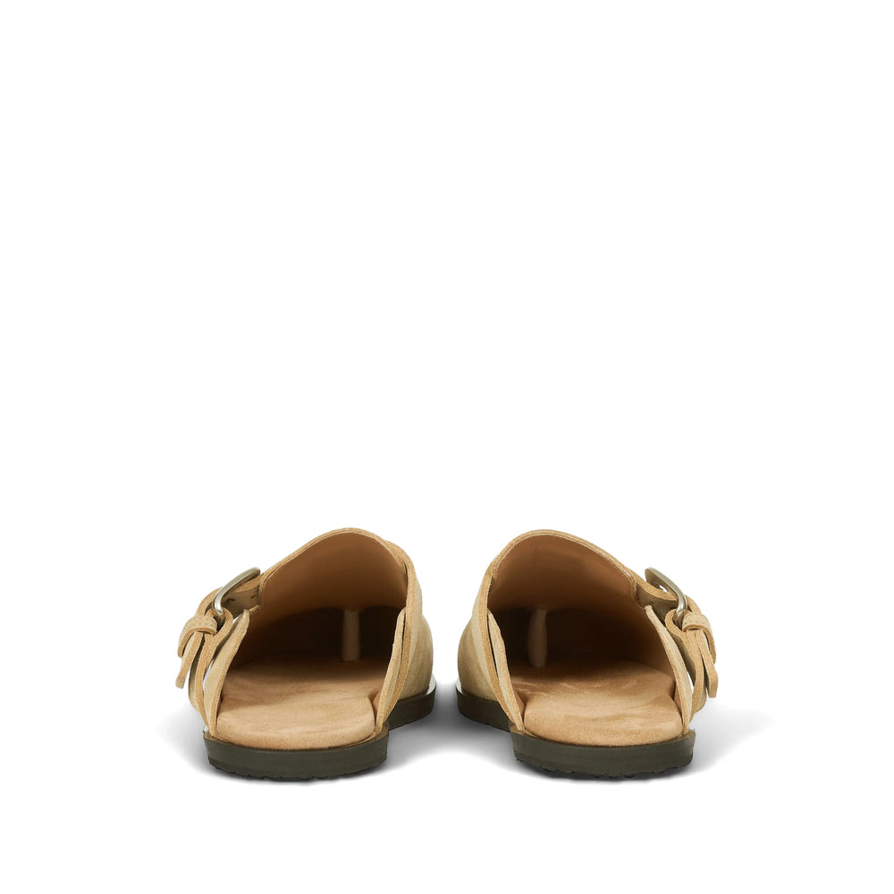 Maison Margiela sneakers in neutral calf suede — rear view | La Parisienne Qatar