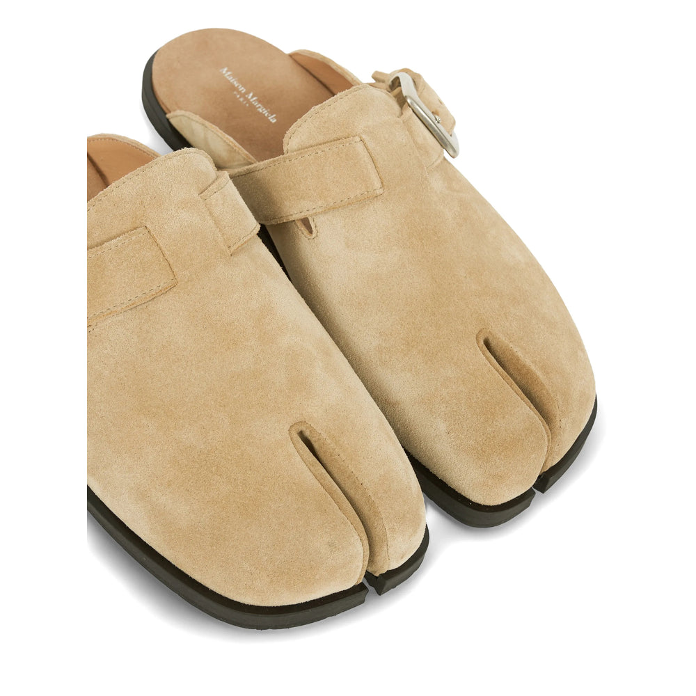 Maison Margiela sneakers in neutral calf suede — alternate angle | La Parisienne Qatar