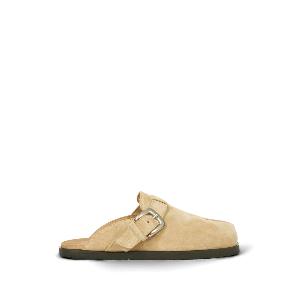 Maison Margiela sneakers in neutral calf suede — front view | La Parisienne Qatar