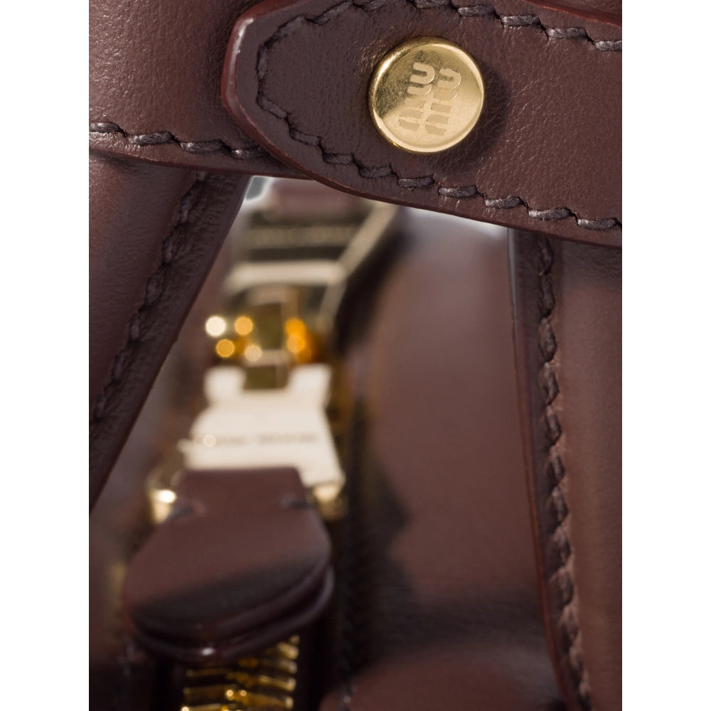 Miu Miu bag in brown calfskin — rear view | La Parisienne Qatar